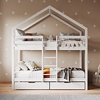 Flair Nest House Wooden Bunk Bed - White