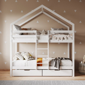 Flair Nest House Wooden Bunk Bed - White