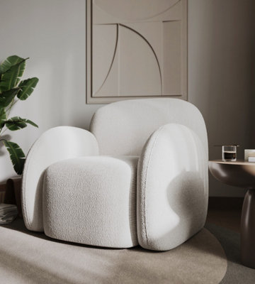 Flair Nina Boucle Teddy Accent Chair - Cream | DIY at B&Q