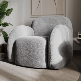 Flair Nina Boucle Teddy Accent Chair - Grey