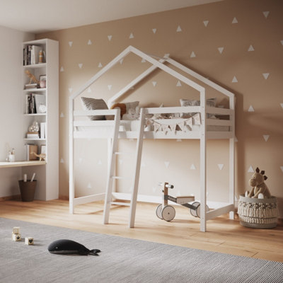 Flair Nook House Wooden Midsleeper - White