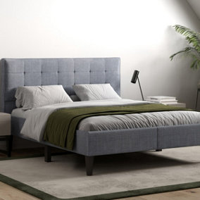 Flair Perth Fabric Double Bed - Grey