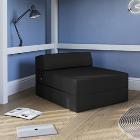 Flair Portable Z Fold Futon Chair/Bed - Black