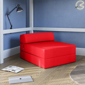 Flair Portable Z Fold Futon Chair/Bed - Red