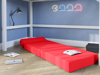 Flair Portable Z Fold Futon Chair/Bed - Red