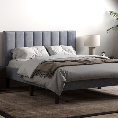 Flair Riverside Linen Fabric Double Bed Grey