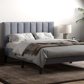 Flair Riverside Linen Fabric Double Bed - Grey