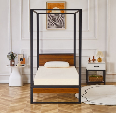 Flair Rockford Wooden Metal 4 Poster Single Bed Frame - Black