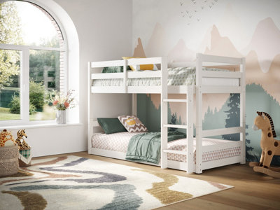 Flair Shasha Low Shorty Wooden Bunk Bed (75x175cm) - White