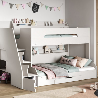 Flair Slick Staircase Triple Bunk Bed - White