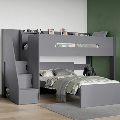 Flair Stepaside L Shaped Bunk Bed - Grey