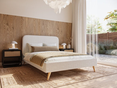 FLAIR TWILIGHT BOUCLE FABRIC KINGSIZE BED - BEIGE