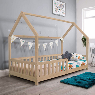 Flair Wooden Explorer Playhouse Bed With Rails - Pine