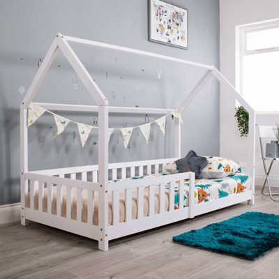 Flair Wooden Explorer Playhouse Bed With Rails - White | DIY at B&Q