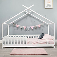 Flair Wooden Scout Tree Single Bed With Rails - White