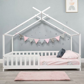 Flair Wooden Scout Tree Single Bed With Rails - White