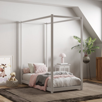 Flair Zara Four Poster Wooden Bed Frame Single - White