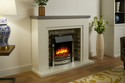 Flamborough Chrome Fire Suite - Grey Top - Grey Brick