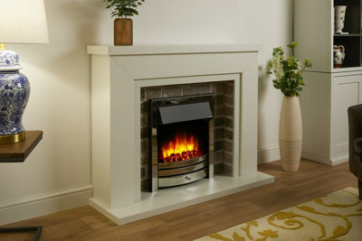 Flamborough Chrome Fire Suite - White Top - Grey Brick