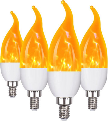 Flame Tip LED Candelabra Bulbs - 4 Pack, 3 Mode 2W Warm White 1800K ...