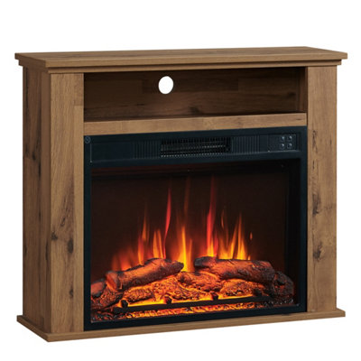 FLAMEKO 31" Sahara Fireplace with surround and Realistic Flame Effect Heater Dark Bronx Oak Multiple Colours Available Price Comparisons | Compare The Build