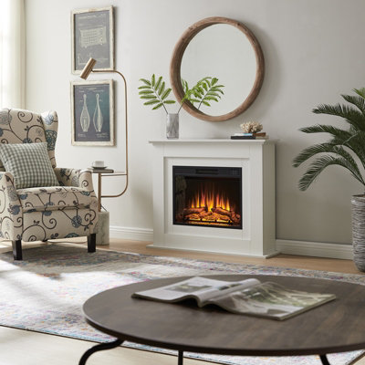 FLAMEKO 39" Savannah Fireplace with surround and Realistic Flame Effect Heater White Multiple Colours Available