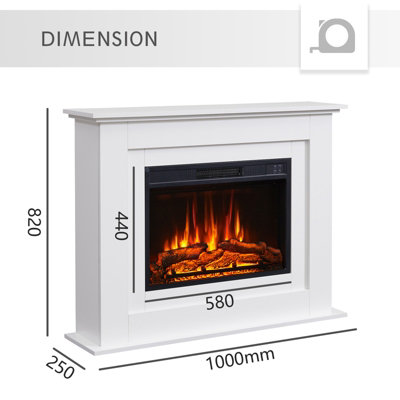 FLAMEKO 39" Savannah Fireplace with surround and Realistic Flame Effect Heater White Multiple Colours Available