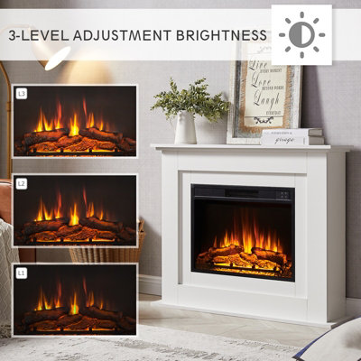 FLAMEKO 39" Savannah Fireplace with surround and Realistic Flame Effect Heater White Multiple Colours Available