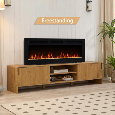 FLAMEKO 50" Winslow Wall Mounted/Media Wall/Free Standing Fireplace With Realistic Flame Effect Heater 9 Colour Flame Effect