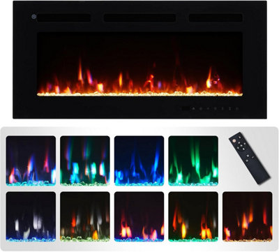 FLAMEKO 50" Winslow Wall Mounted/Media Wall/Free Standing Fireplace With Realistic Flame Effect Heater 9 Colour Flame Effect
