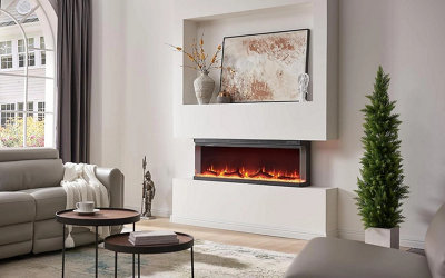 FLAMEKO 60" Leura Wall Mounted/Media Wall Fireplace With Realistic Flame Effect Heater 9 Colour Flame Effect