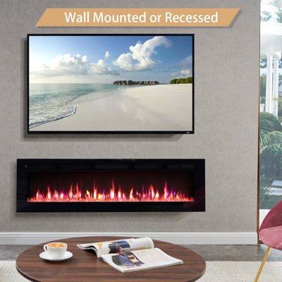 FLAMEKO 60" Wilton 3 in 1 Electric Fireplace, Freestanding, Wall Mounted, Recessed, Media Wall, Remote Control