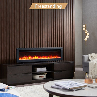 FlameKo Dilton 50"/127cm 3 in 1 Electric Fireplace, Freestanding, Wall Mounted, Recessed, Media Wall, Heater, Remote Control