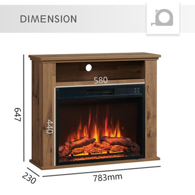 FlameKo Sahara Fireplace with 31" surround and Realistic Flame Effect Heater Dark Bronx Oak Multiple Colours Available