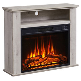 FlameKo Sahara Fireplace with 31" surround and Realistic Flame Effect Heater Grey Bronx Oak Multiple Colours Available