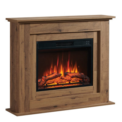 FlameKo Savannah Fireplace with 39" surround and Realistic Flame Effect Heater Dark Bronx Oak Multiple Colours Available