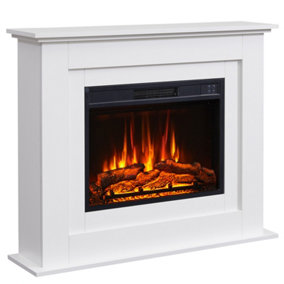 FlameKo Savannah Fireplace with 39" surround and Realistic Flame Effect Heater White Multiple Colours Available