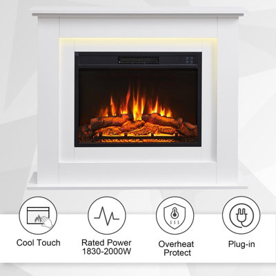 FlameKo Savannah Fireplace with 39 surround and Realistic Flame Effect  Heater White Multiple Colours Available | DIY at Bu0026Q