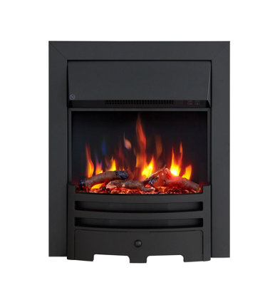 FLAMEKO Verona 16" Fireplace Insert, 2000W Heater, Black Trim, Bauhaus Fret, 9 Colour Flame Effect, Remote Control