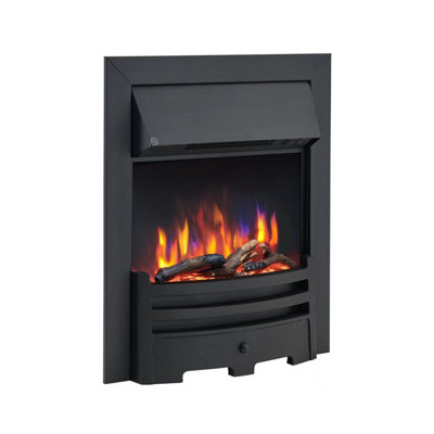 FLAMEKO Verona 16" Fireplace Insert, 2000W Heater, Black Trim With Spacer, Bauhaus Fret, 9 Colour Flame Effect, Remote Control