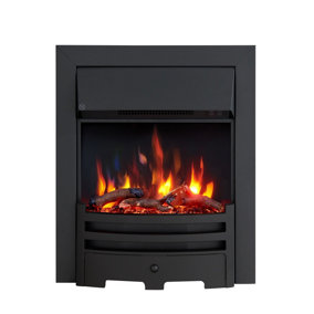 FLAMEKO Verona 16" Fireplace Insert, 2000W Heater, Black Trim With Spacer, Bauhaus Fret, 9 Colour Flame Effect, Remote Control