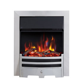 FLAMEKO Verona 16" Fireplace Insert, 2000W Heater, Chrome Trim, Bauhaus Fret, 9 Colour Flame Effect, Remote Control