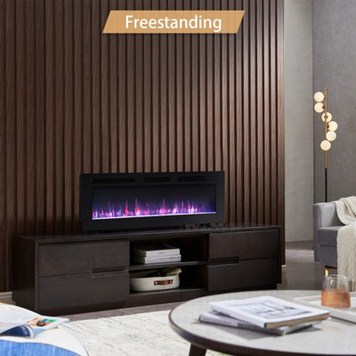 FlameKo Wilton 50''/127cm 3 in 1 Electric Fireplace, Freestanding, Wall Mounted, Recessed, Media Wall, Heater, Remote Control
