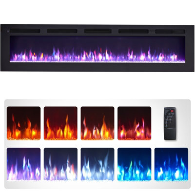 FlameKo Wilton 70"/178cm Electric Fireplace, Wall Mounted, Recessed, Media Wall, Heater, Remote Control