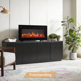 FlameKo Wilton 92cm/36'' 3 in 1 Electric Fireplace, Freestanding, Wall Mounted, Recessed, Media Wall, Heater, Remote Control