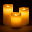 Flameless LED Candles Christmas Flickering Flame Real Wax Cream Set Of 3 Christow