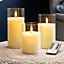 Flameless LED Candles With Remote Clear Glass Set Of 3 Christow