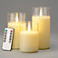 Flameless LED Candles With Remote Clear Glass Set Of 3 Christow