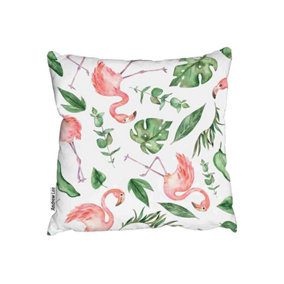 Flamingo & Leaves Outdoor Cushion / 45cm x 45cm