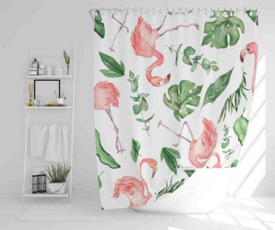 Flamingo & Leaves Shower Curtain / Default Title